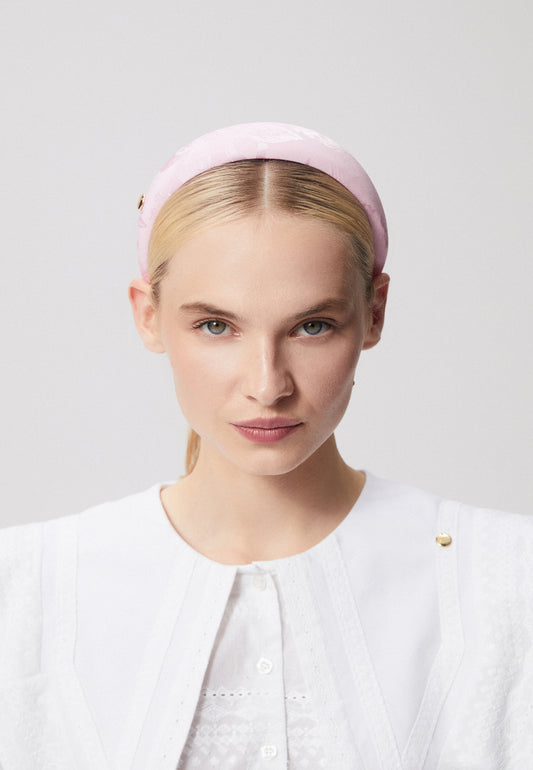 Headband with branded golden charm RAVA pink