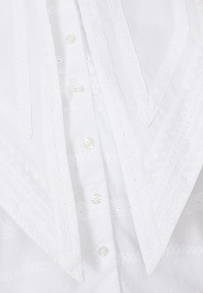 Shirt with collar and embroidered stripe pattern FORANNA white