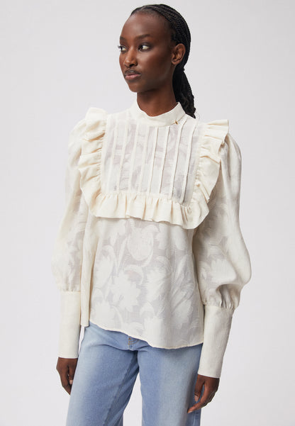 Shirt with ruffles and long cuff ETESIA cream