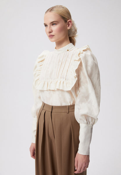 Shirt with ruffles and long cuff ETESIA cream