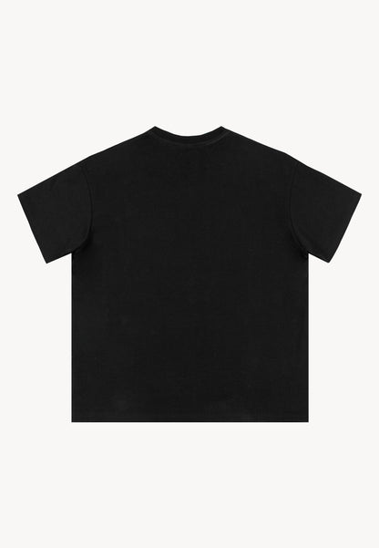 Oversize T-shirt with print and neckline ribbing PEACE black