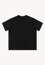 Load image into Gallery viewer, Oversize T-shirt with print and neckline ribbing PEACE black
