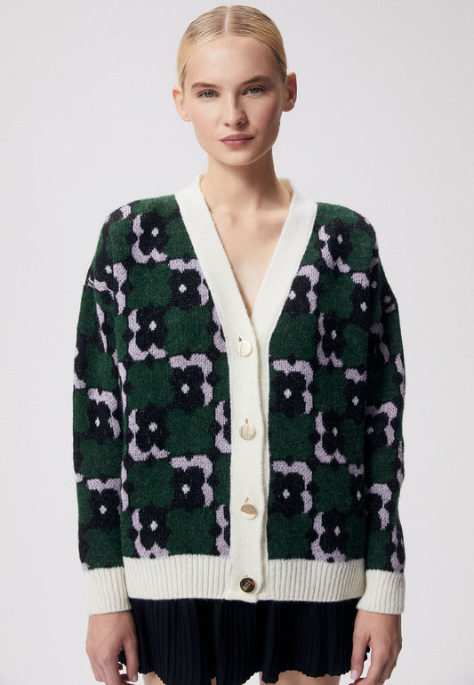 Cardigan with gold buttons AMMIE green