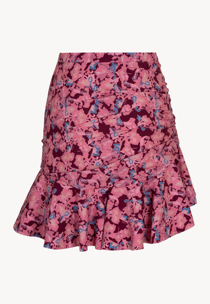 Viscose mini skirt with ruffles MEXICANA pink