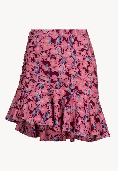 Viscose mini skirt with ruffles MEXICANA pink