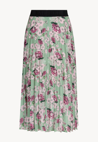 Pleated midi skirt with floral print LIO green