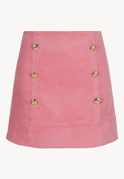 Corduroy A-line skirt with buttons KASELLA pink