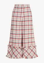 Load image into Gallery viewer, Tweed trousers with wide legs in check pattern TIRAN cream
