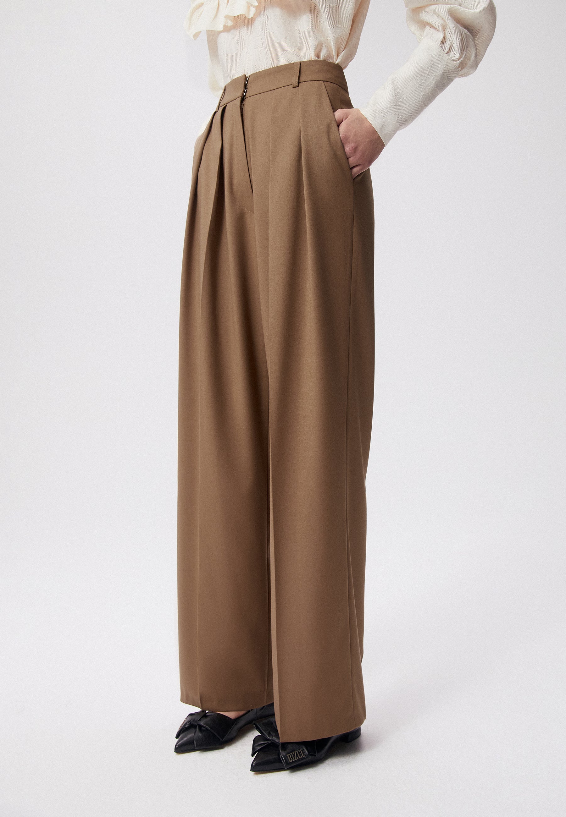 Suit trousers with wide legs BANOS beige