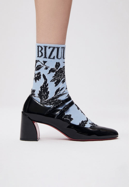 Socks with ribbed cuffs and original print SERAFIL blue