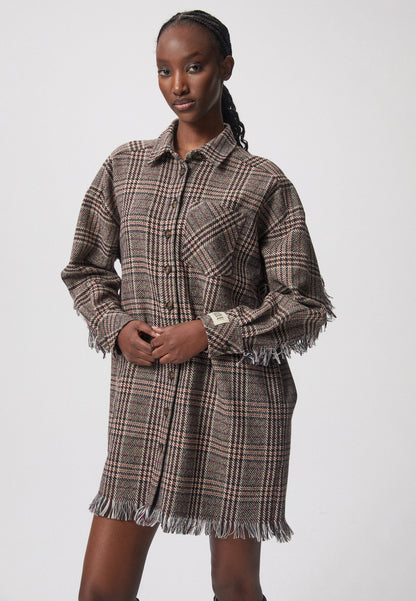 Checkered shirt dress LUCERNA in brown