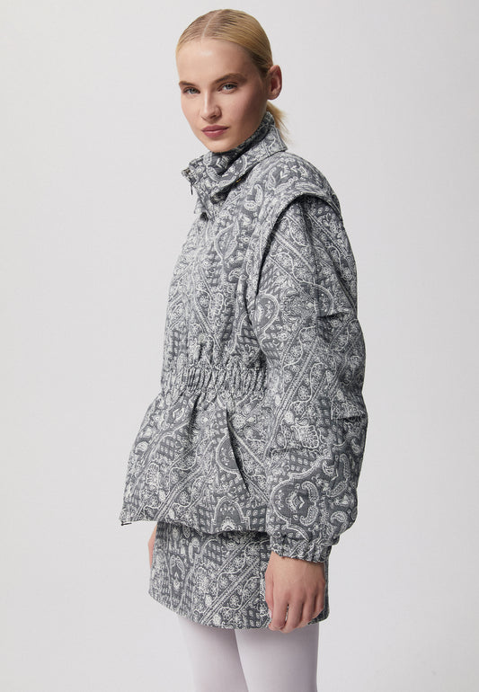 Jacket with stand-up collar and ornamental pattern GRAZ in gray