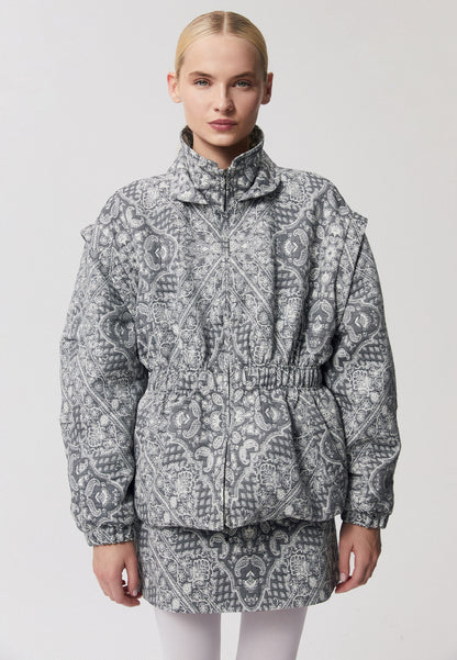 Jacket with stand-up collar and ornamental pattern GRAZ in gray