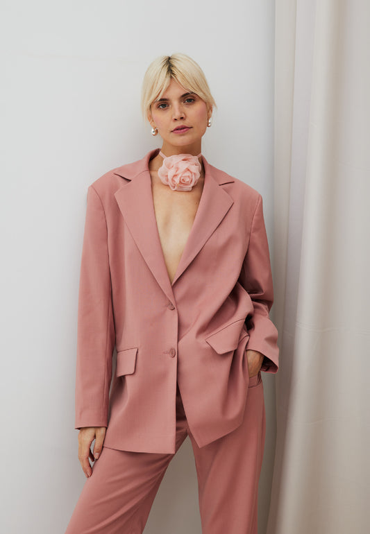 Oversized single-breasted blazer NIDYA in pink