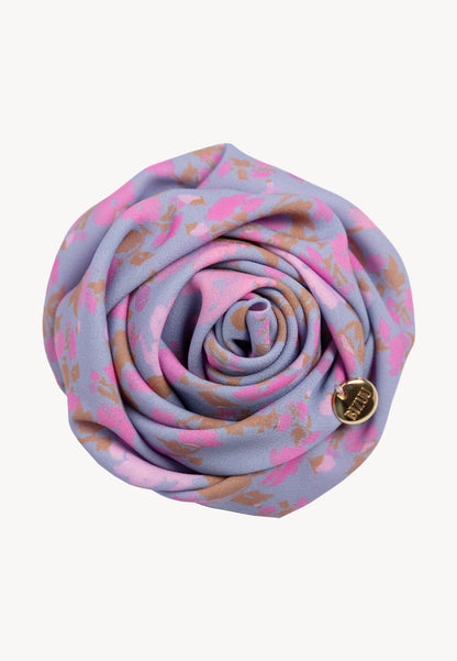 Brooch rose with long scarf ROSIE blue