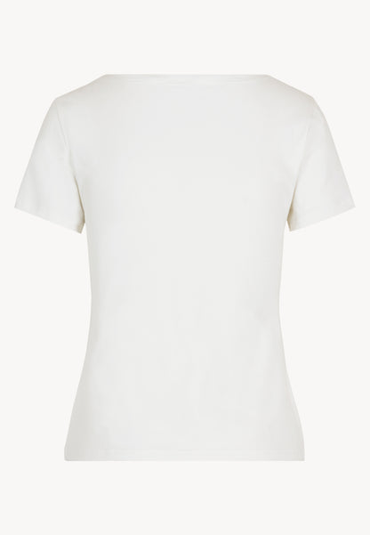 V-neck t-shirt with front ruching FRESIA cream