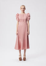 Load image into Gallery viewer, Midi dress with puffy sleeves MONROE pink
