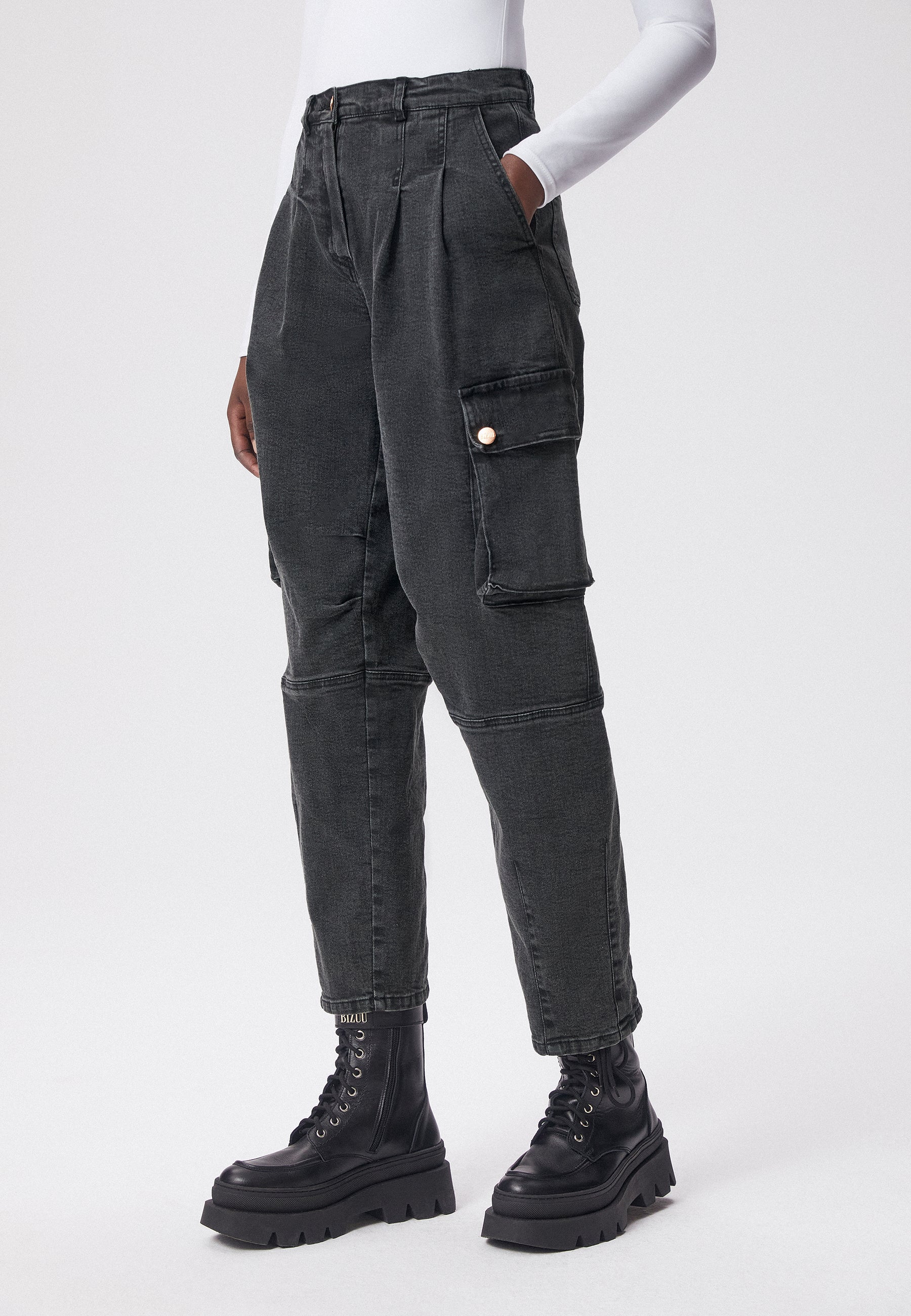 Cargo-style pants with custom fading effect CARGOSS, gray