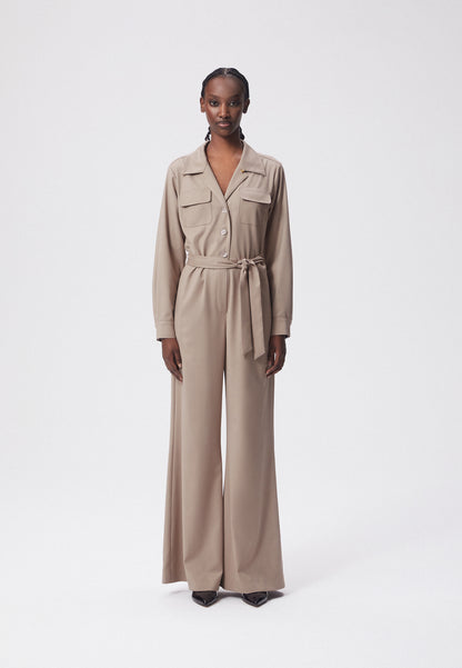 Long jumpsuit with wide legs SAVANA beige