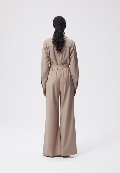 Long jumpsuit with wide legs SAVANA beige