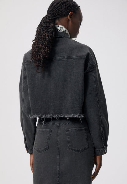 Denim jacket with custom fading effect VIKLY gray