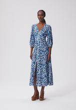 Load image into Gallery viewer, Dress with V-neckline and buttons SIENNA blue
