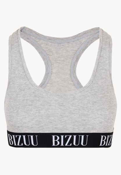 Sports bra with branded elastic band HIBI gray