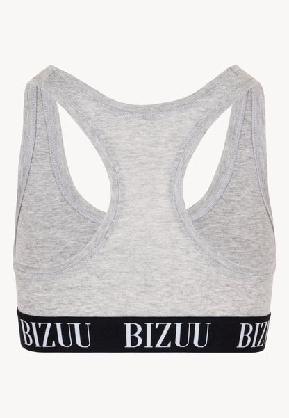 Sports bra with branded elastic band HIBI gray