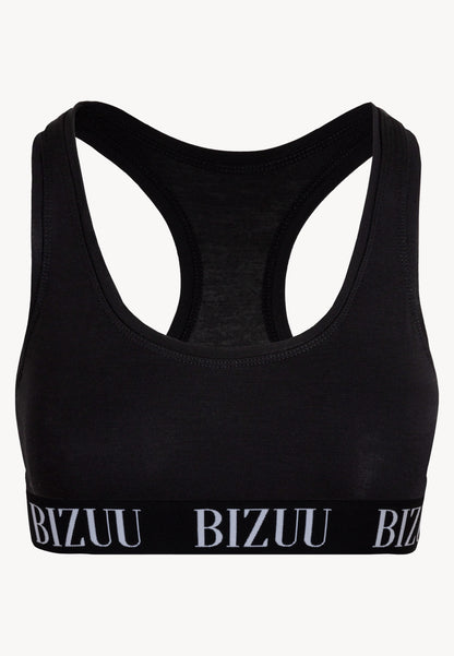 Sports bra with branded elastic band HIBI black