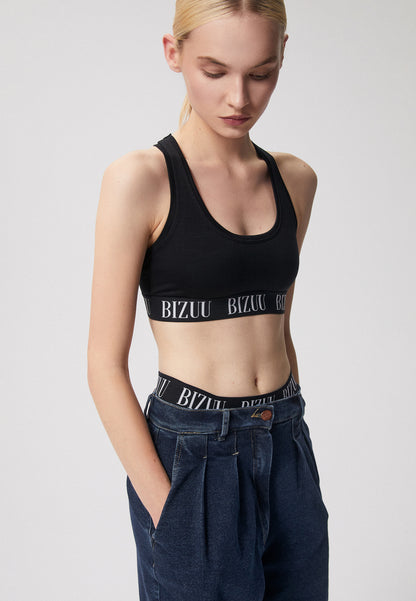 Sports bra with branded elastic band HIBI black