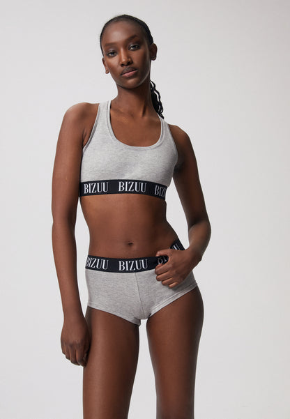 Sports bra with branded elastic band HIBI gray