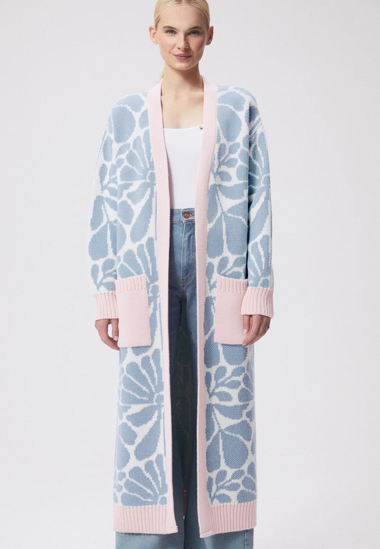 Long cardigan with pockets TABIA blue