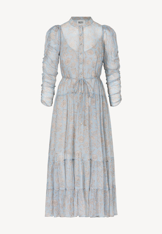AVRI POLY airy dress in a floral print in blue