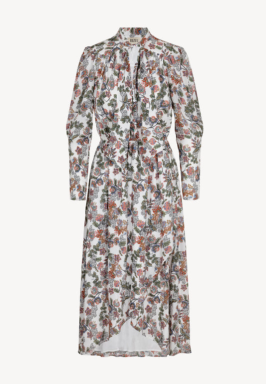 NAMUR midi dress in a floral print in white