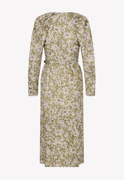 RIBAS mini dress with a floral print in green