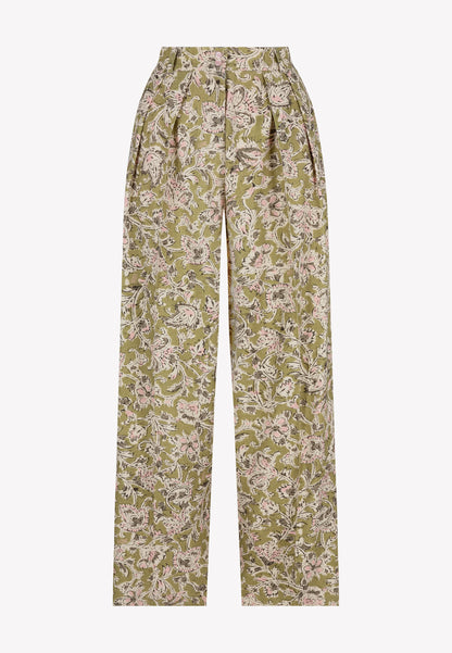 BANOS wide-leg trousers with pleats in green