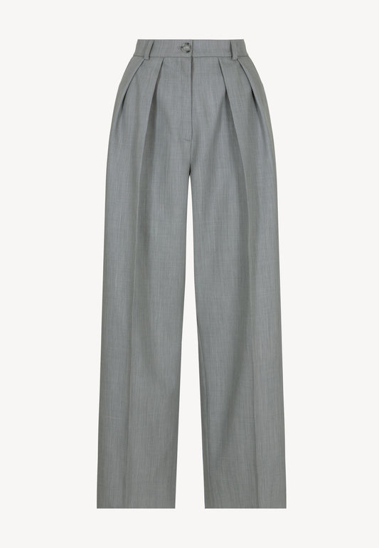BANOS wide-leg trousers with pleats in grey