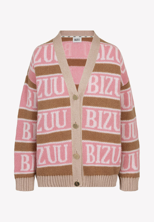 COCOTTI striped cardigan with the logo in beige