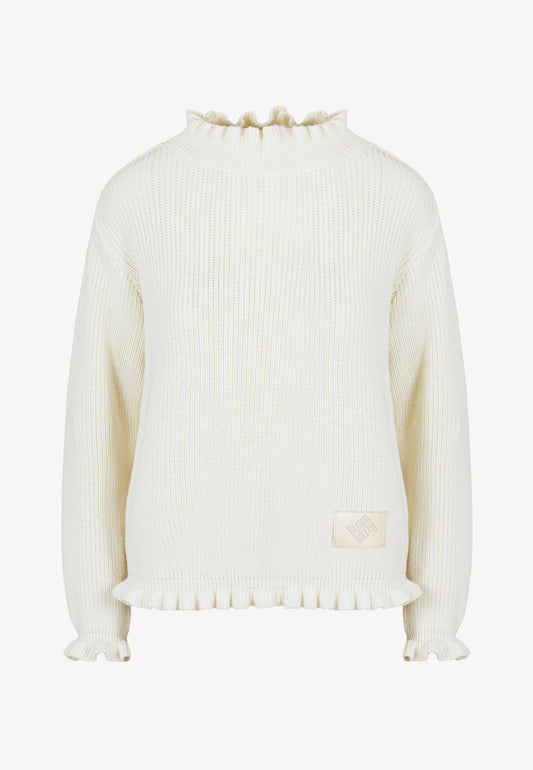 FALLA jumper with a decorative ruffle in cream