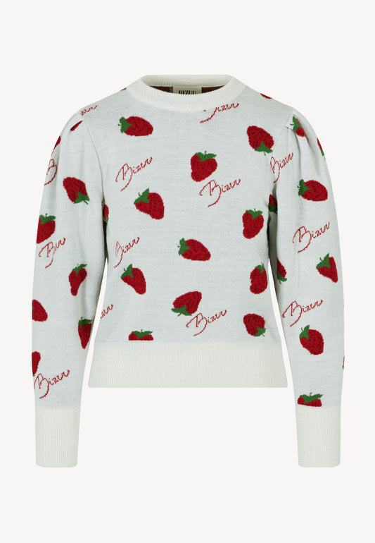 JUICY jumper with a strawberry pattern in cream