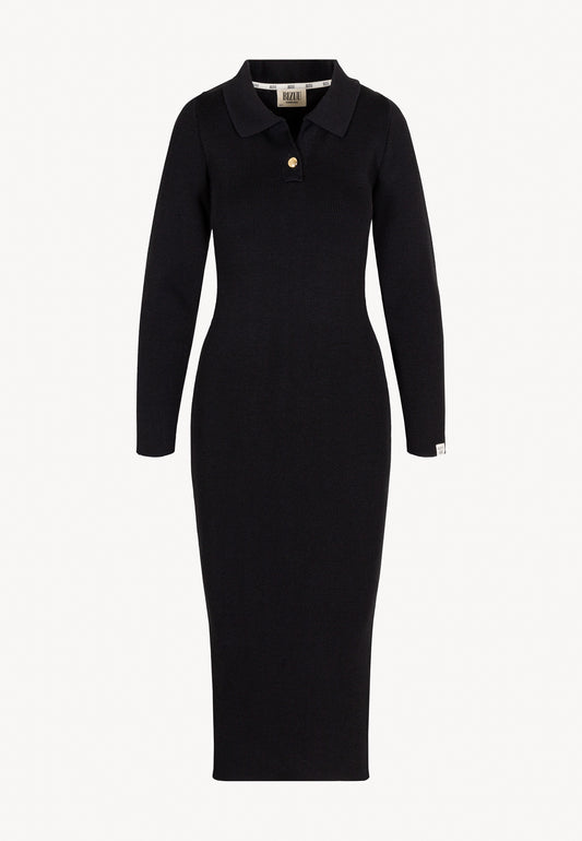 NICKOLA knitted dress with collar, black