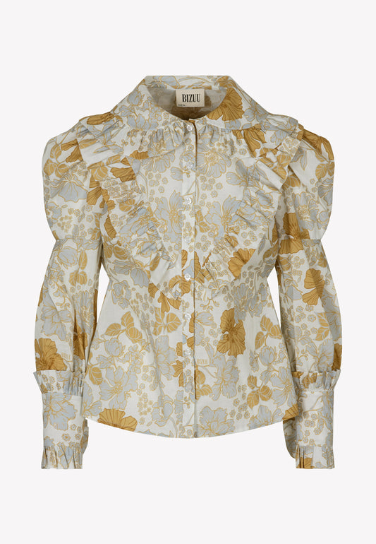 JANINE LORENZI shirt with a decorative collar in blue