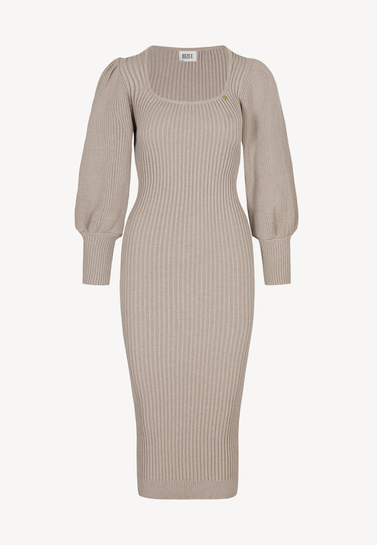 AMANDA midi dress accentuating the figure, beige