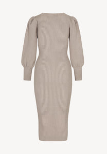 AMANDA midi dress accentuating the figure, beige