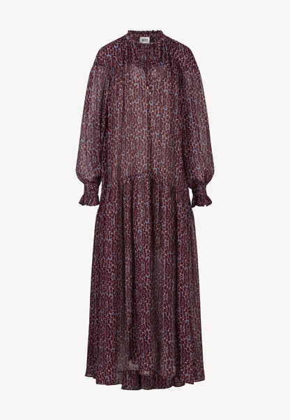 CELJE maxi dress with decorative ruffles, claret