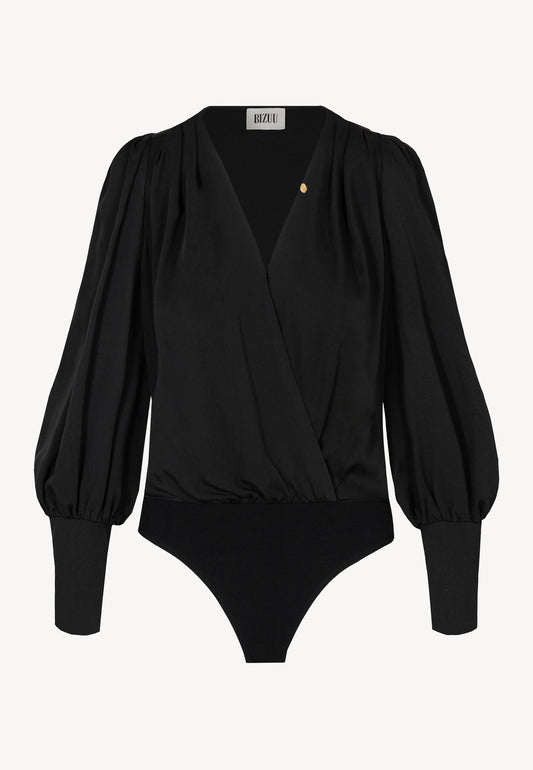 ALILA bodysuit with an envelope neckline, black