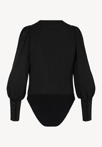 ALILA bodysuit with an envelope neckline, black