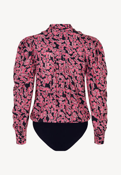 GUARDINI GUMIA bodysuit with a shawl collar, pink