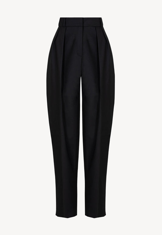 AUKI trousers with an ironed crease, black