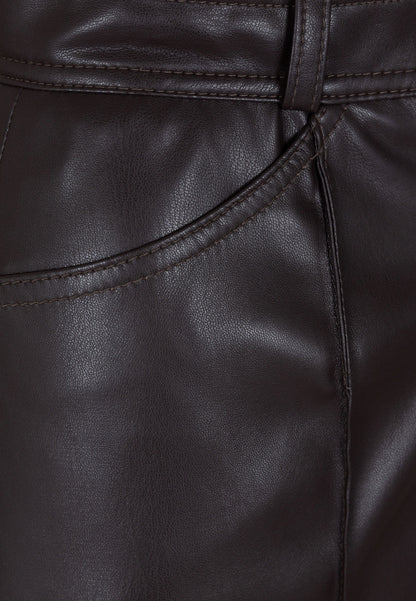 NEGRO brown wide-leg eco leather trousers